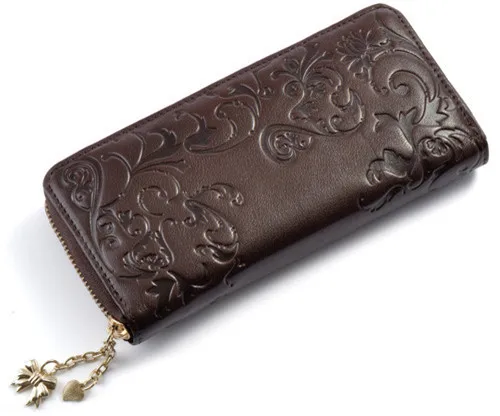 Coin Bag Brown Новинка, Модный женский кошелек для монет, натуральная кожа, сумка, кошелек для женщин, фирменный дизайн, цветок, винтажный кошелек, на молнии, кошелек, сумка для женщин - Цвет: Coin Bag Brown