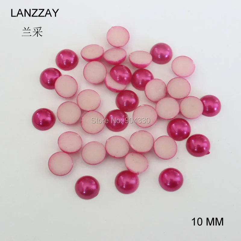 Бесплатная доставка lanzzay 500 шт. 10 мм роза полукруглый плоской задней ABS имитация