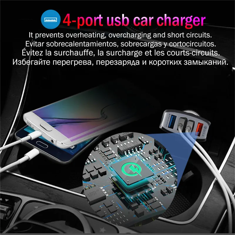 Быстрая зарядка 3,0 4 USB Автомобильное зарядное устройство адаптер QC3.0 Быстрая зарядка 4 порта автомобильное зарядное устройство для мобильного телефона iPhone samsung A40 Xiaomi 9T