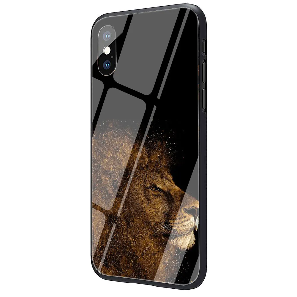 Модный чехол из закаленного стекла с дизайном льва Для iPhone 11 Pro 6 6S Plus 7 8 Plus X XS XR XS Max - Цвет: G7