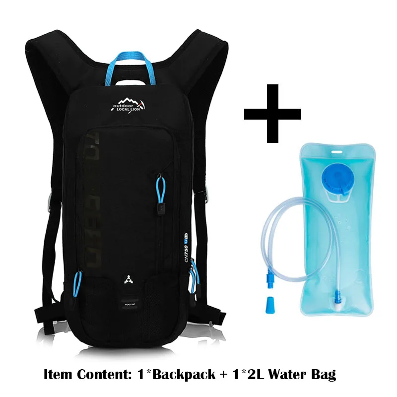 Black with water bag Местный лев 6л водонепроницаемый велосипедный рюкзак, мужская и женская MTB велосипедная сумка для воды, нейлоновый рюкзак для пешего туризма и отдыха на велосипеде гидратационный рюкзак - Цвет: Black with water bag