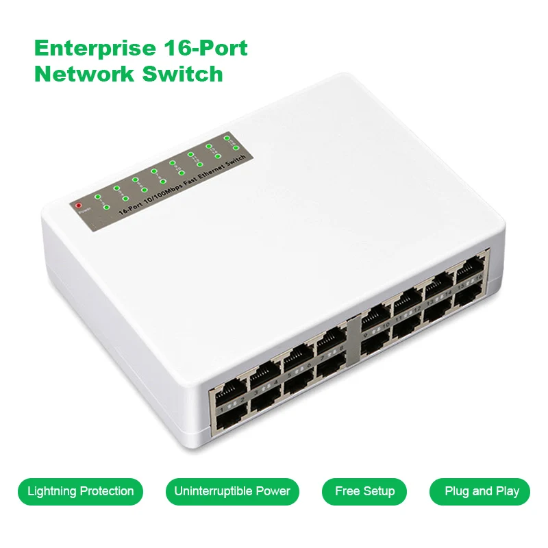 Terow 16 Порты сетевой коммутатор Fast Ethernet LAN RJ45 Vlan 10/100 Мбит/с концентратора для