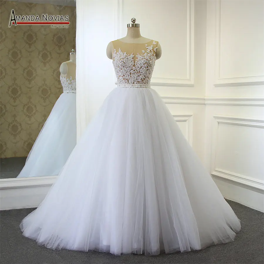 2019 Свадебное Платье Amanda Novias без рукавов со стразами|robe de mariage|sash wedding dressvestidos novia |
