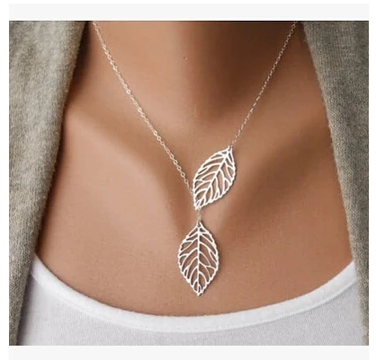 Оптовая продажа Love два листья кулон ожерелье-цепочка для женщин Bijoux (украшения
