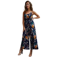 2019 women super comfy floral jumpsuit fashion trend sling print loose piece trousers n20d