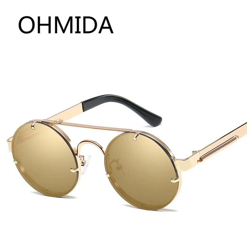 Круглые Солнцезащитные очки ohmida в стиле стимпанк винтажные мужские и женские