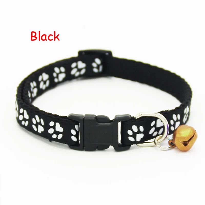 Black 1 шт./2 шт./компл. Горячая Прекрасный колокол Pet Воротник Маленький след нейлоновая ткань кошка котенок/Собака Щенок цепи - Цвет: Black