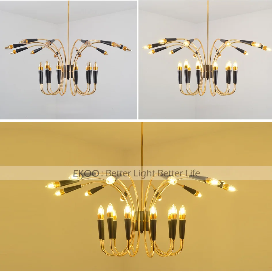 EKOO 24 Lights American minimalist E12/14 LED Modern Chandelier For Living Room living room dining bedroom | Лампы и освещение