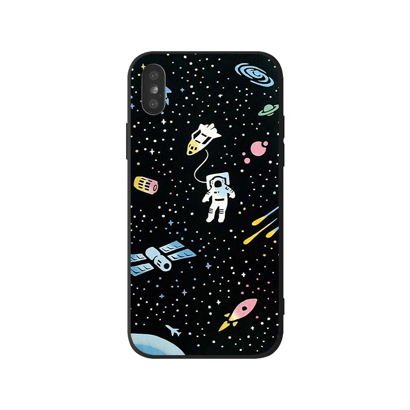 Черный мягкий чехол для телефона iPhone X XS Max XR 6 6S 8 7 с рисунком звездного неба Plus Fundas