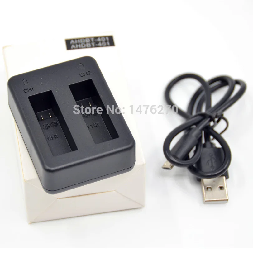 Зарядное устройство SHOOT с двумя портами USB AHDBT401 Gopro Hero два порта зарядного