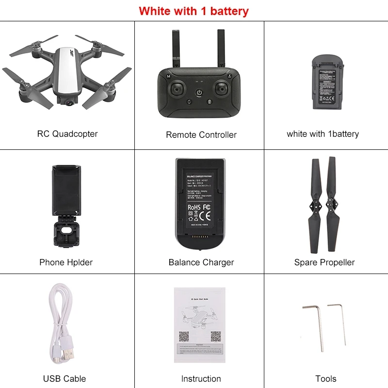 White with 1 battery JJRC X9 Heron gps 5G WiFi FPV с камерой 1080P оптическое позиционирование потока высота удержания Радиоуправляемый Дрон Квадрокоптер RTF VS M69 - Цвет: White with 1 battery