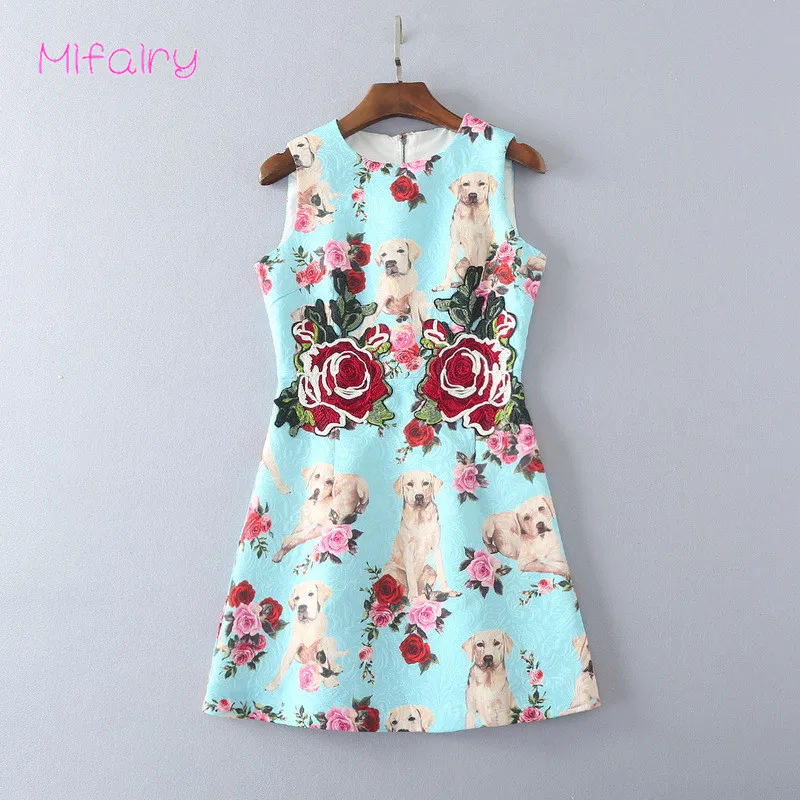 2017 небесно-голубое жаккардовое короткое платье на бретелях без рукавов с