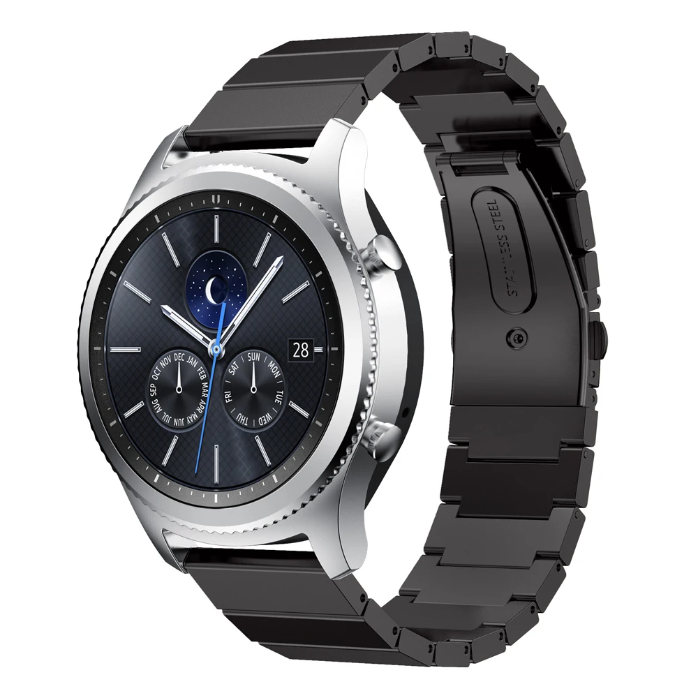 Ремешок для часов из нержавеющей стали для samsung gear S3 классический металлический ремешок для gear S3 Смарт-часы 3 звеньев ремешок для часов с регулировкой тоже