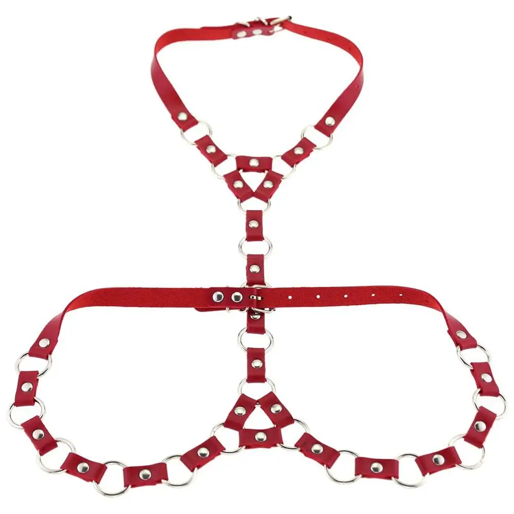 Red KMVEXO, сексуальный панк, тело, сетка, поводок, кожа, связывание, косплей, талия, украшения для тела, для женщин и мужчин, готическое ожерелье, Harajuku, вечерние аксессуары - Окраска металла: Red