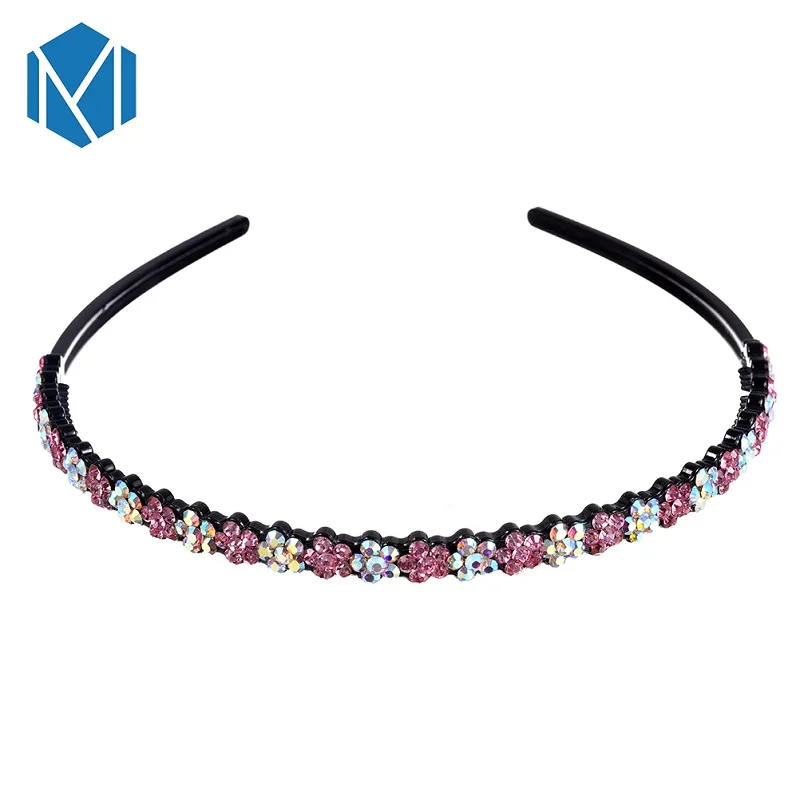 double pink M MISM Высококачественная модная женская цветочная повязка на голову с кристаллами, разноцветная элегантная повязка на голову для девушек, головной убор ободок, аксессуары для волос - Цвет: double pink