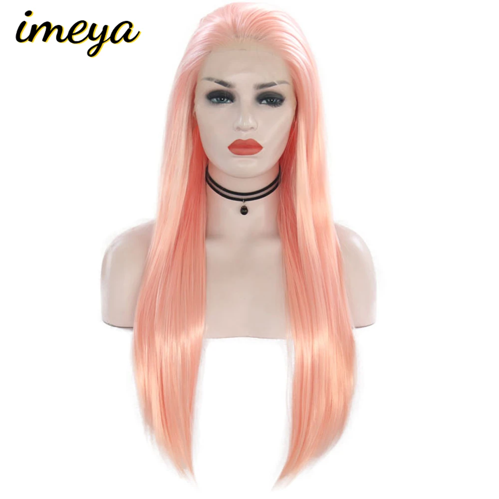 Fanxiton длинные прически Silky Straight светильник розовый Парики высокого Температура