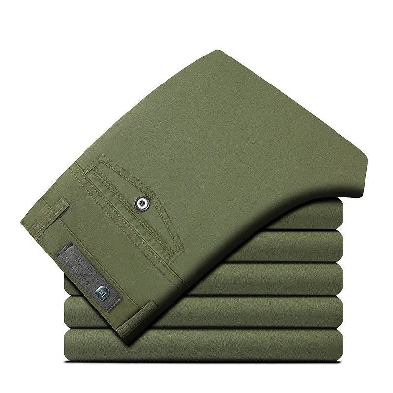 2019 летние Стиль тонкие повседневные штаны мужские прямые черные цвет хаки брюки