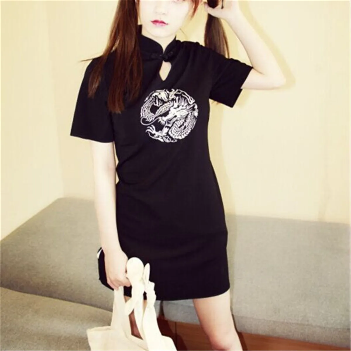 Платье в стиле Лолиты летние женские платья сексуальное платье с принтом дракона