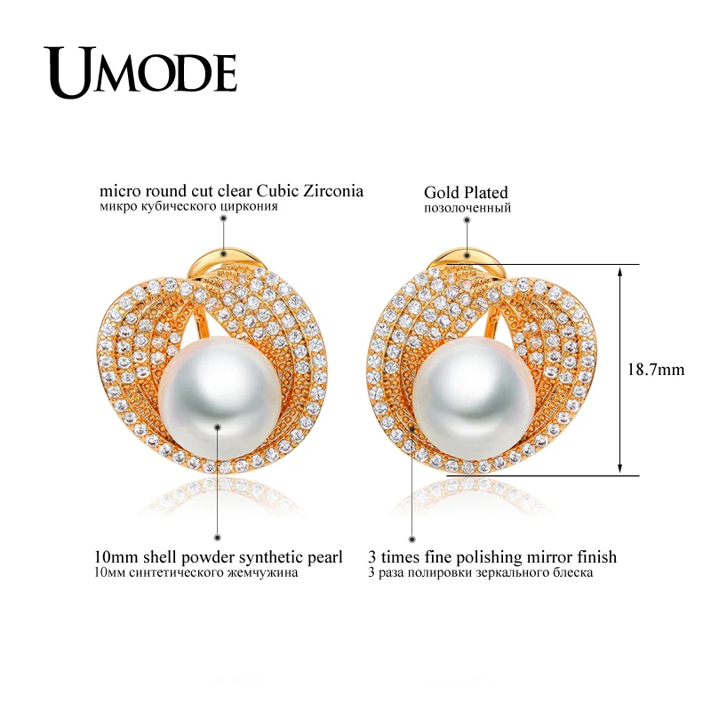 UMODE Роскошные модные ювелирные изделия для женщин золотой цвет 10 мм порошковые