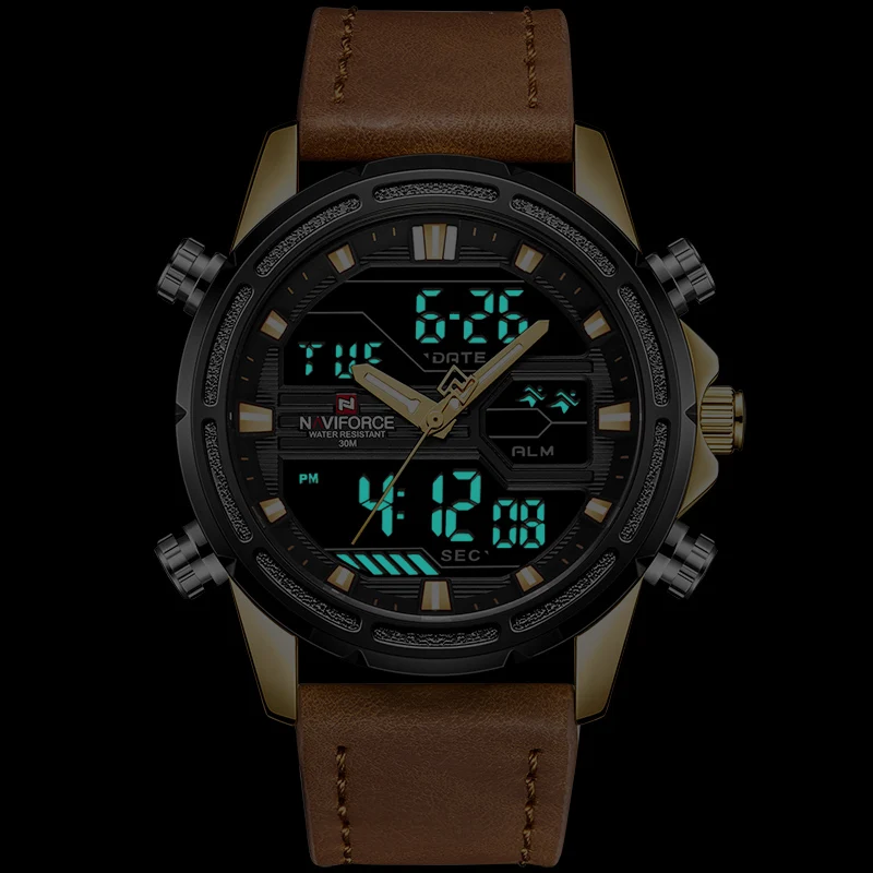 Часы наручные NAVIFORCE Мужские кварцевые роскошные Брендовые спортивные цифровые