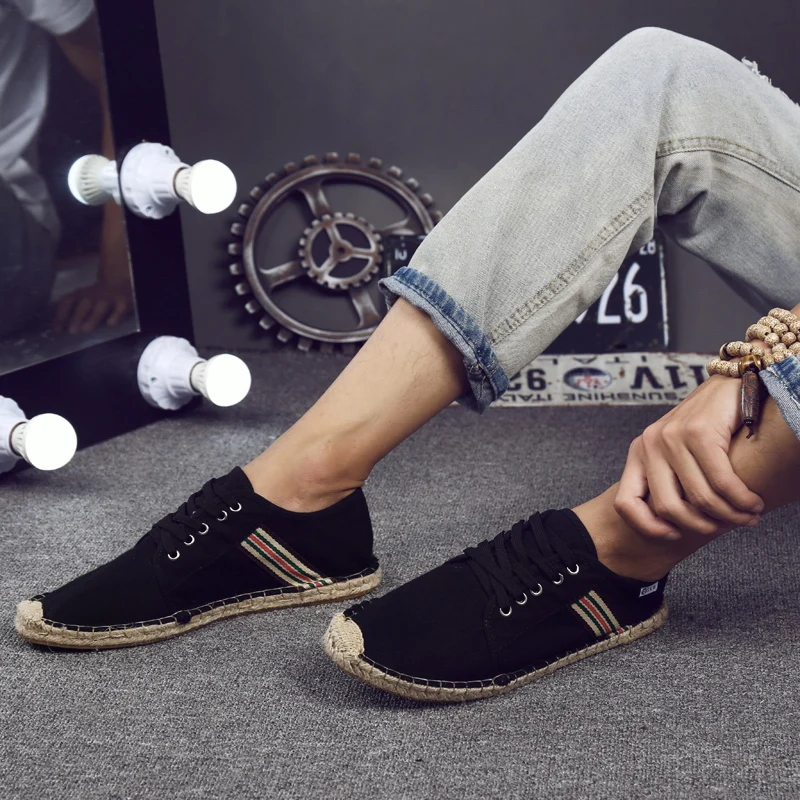 Buono Scarpe/эспадрильи; женская и мужская обувь на плоской подошве в рыбацком стиле; парусиновые Лоферы без застежки; дышащие мокасины на плоской подошве с закрытым носком