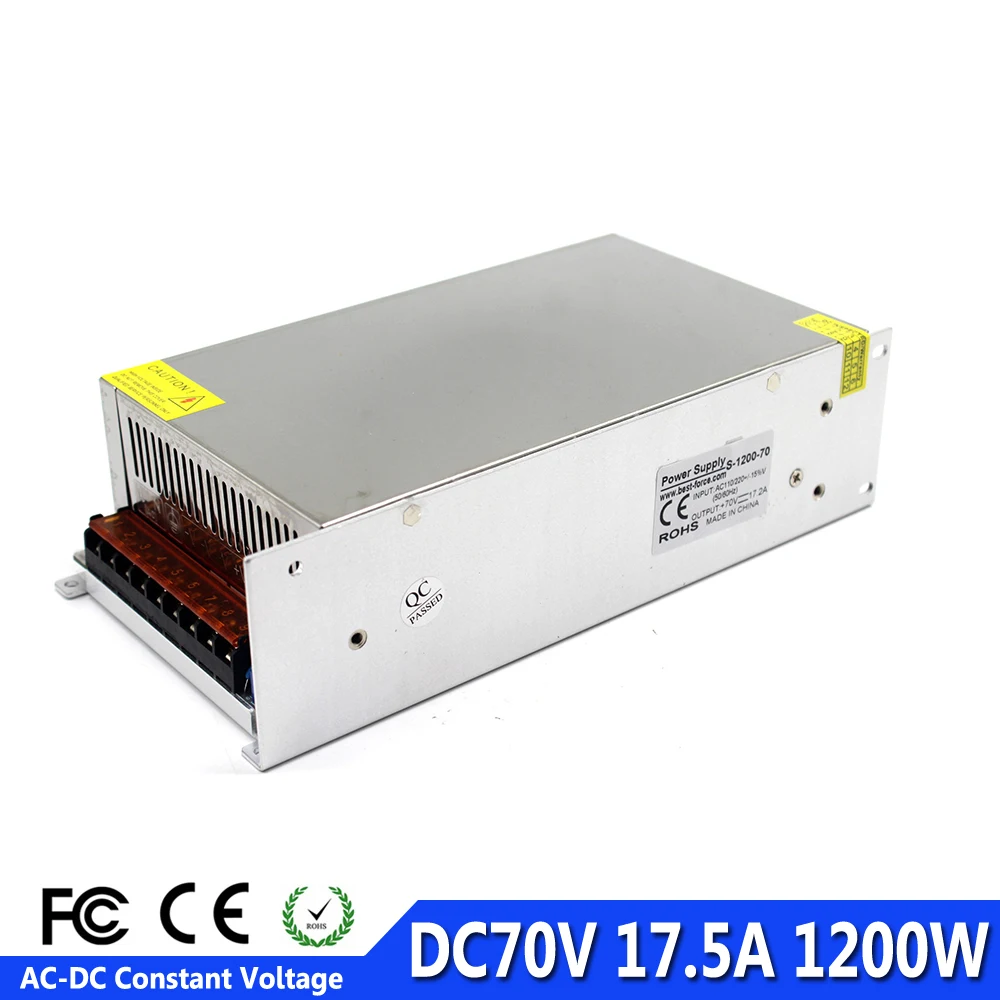 Регулируемый источник питания DC70V Импульсный Трансформатор 110V 220V AC к DC 70V 17.5A 1200W