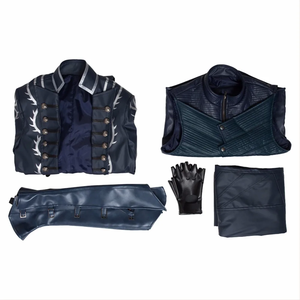 DMC 5 V Vergil косплей костюм в возрасте наряд кожаное пальто полный набор взрослых мужчин Хэллоуин карнавальные костюмы индивидуальный заказ