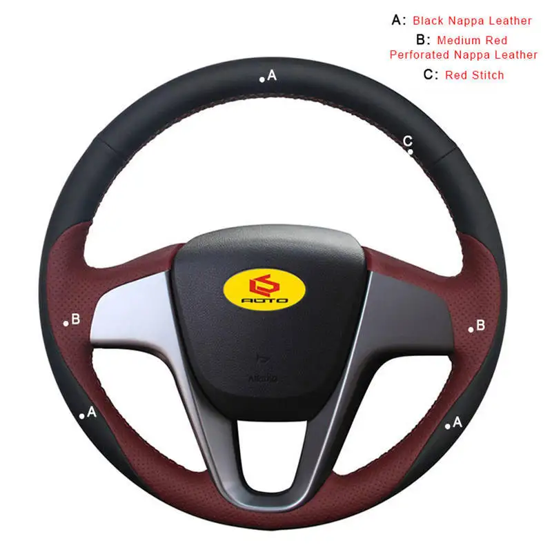 Nappa Leather Автомобильная Оплетка на руль для hyundai Solaris(RU) 2010- Verna 2010- i20 2009- Accent ручная швейная крышка - Название цвета: Nappa Leather