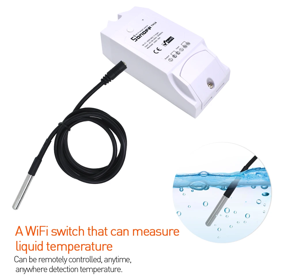 SONOFF ds18b20 Водонепроницаемый датчик температуры wifi умный беспроводной монитор Удаленный мониторинг домашний модуль 1 м для TH10 TH16