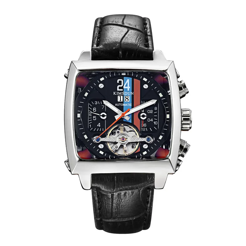 Tourbillon автоматические механические хронограф для мужчин кожа просмотром Скелет s