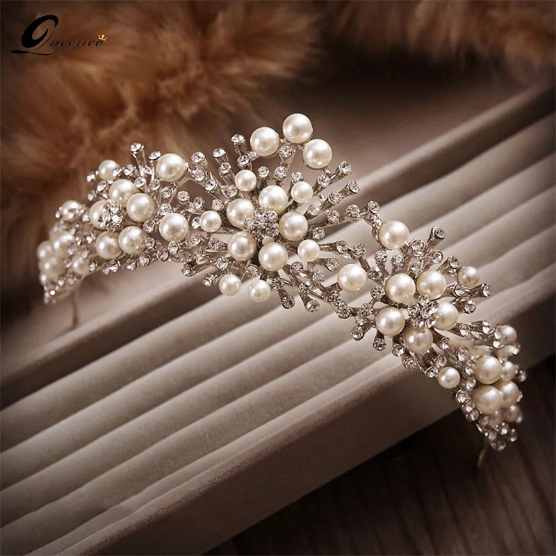 New Fashion Pearl Crown Crystal Tiara Flower strass capelli diademi e corone per accessori per capelli da sposa ornamenti da donna