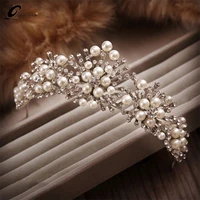 new fashion pearl crown crystal tiara flower rhinestone hair tiaras and crowns for wedding hair accessories women ornaments