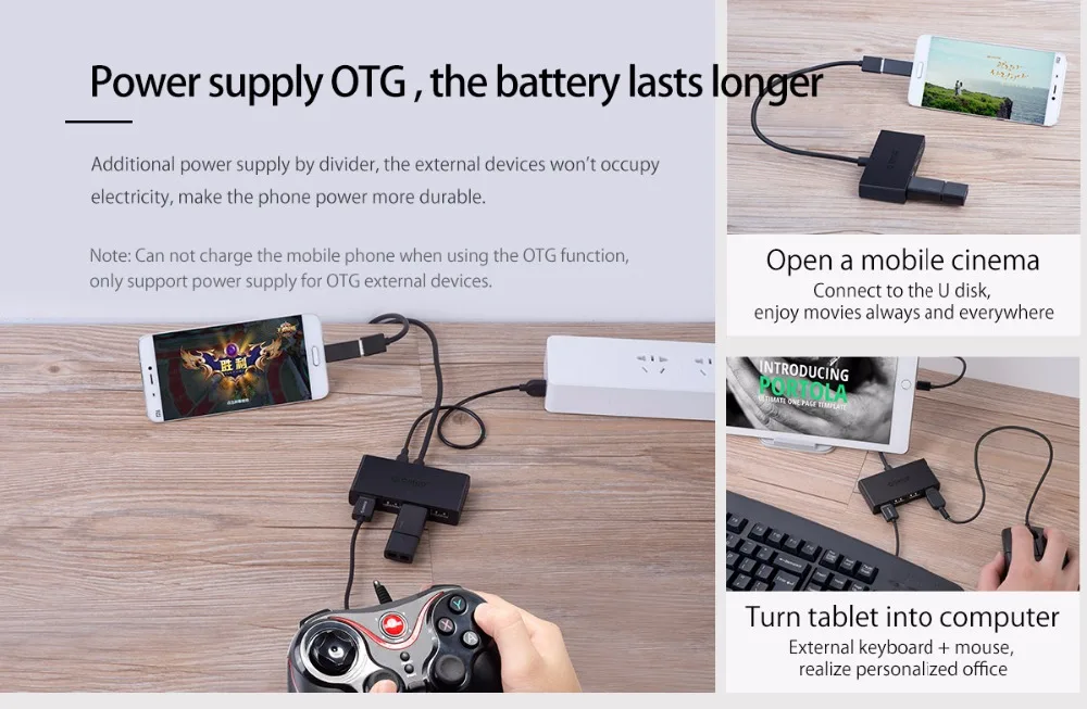 ORICO Mini USB 3,0 концентратор 4 порта питание OTG с микро USB интерфейс питания для MacBook ноутбук планшет компьютер OTG usb-хаб