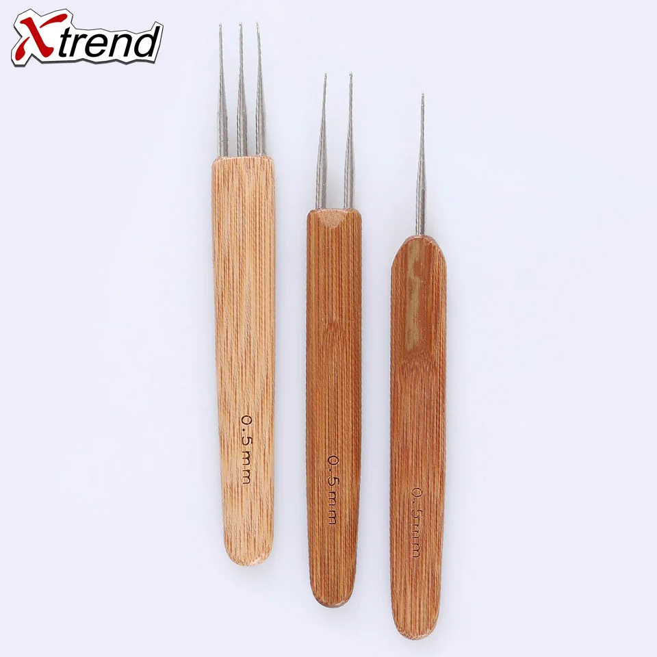 Xtrend 3 шт. крючком Крючки волосы косы индийский крючок Agulha de croche бамбуковая
