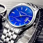Часы наручные KINGNUOS Мужские кварцевые, брендовые водонепроницаемые деловые синие классические, с календарем, 2020