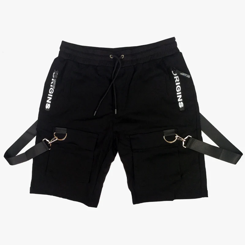 Hip Hop Summer Shorts Men 2022 Black Ribbons Streetwear Bermuda Man Shorts Multi-pocket Punk Casual Knee Length Short Pants Men images - 6
