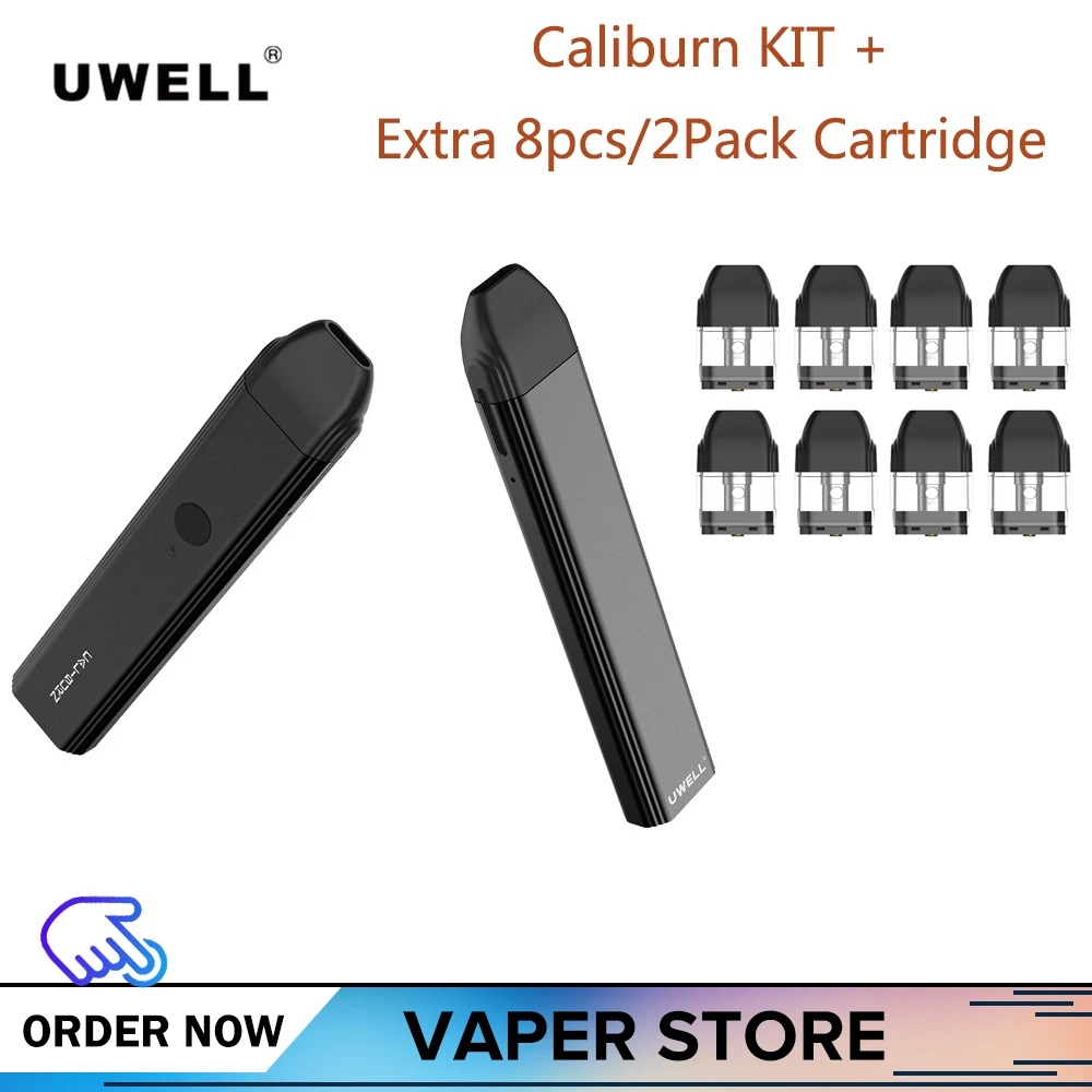 Uwell calibren мод VAPE Pod с 8 шт/2 Упаковка картридж 2 мл встроенный аккумулятор 520 мАч Vape танк распылитель электронная сигарета