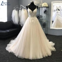 zl1024 new luxury spaghetti straps lace appliques tulle wedding dresses bridal gown celebrity vestido de noiva robe de mariee