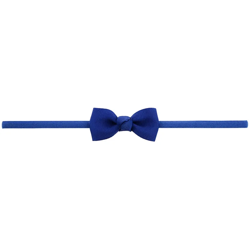 01 Navy Blue Маленькая мини-лента для новорожденных, повязка с бантом на голову для девочек, эластичные тонкие повязки для волос, детские украшения для волос - Цвет: 01 Navy Blue