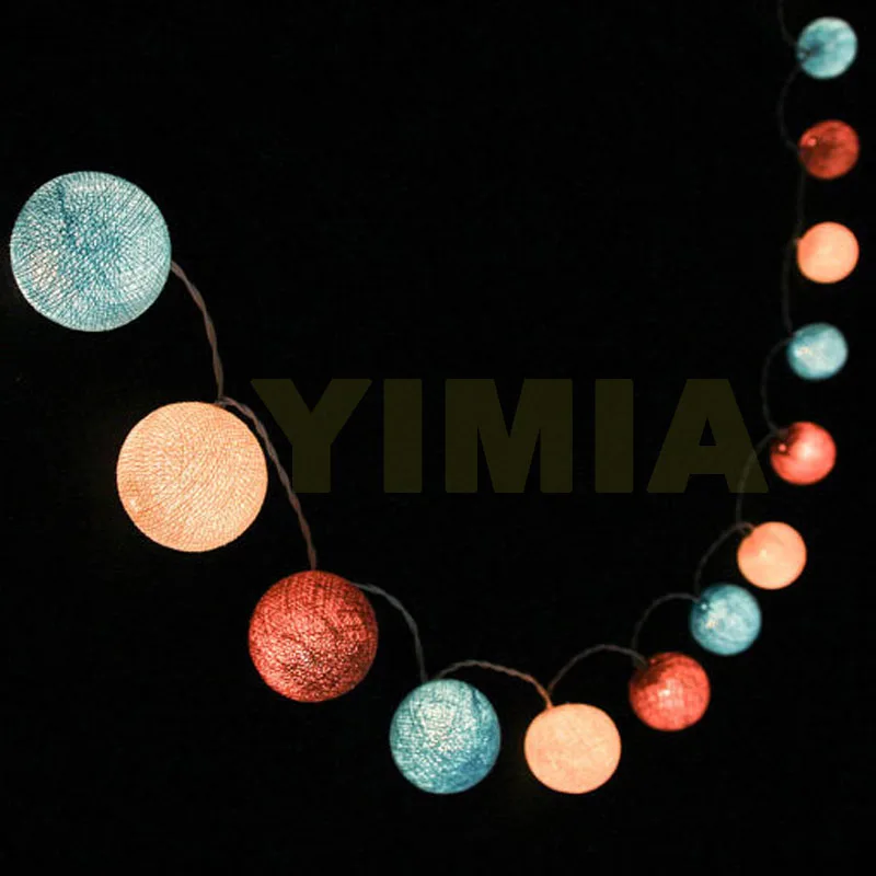 30 пастельных синий коричневый кремовый хлопковый шар светодиодный шнур