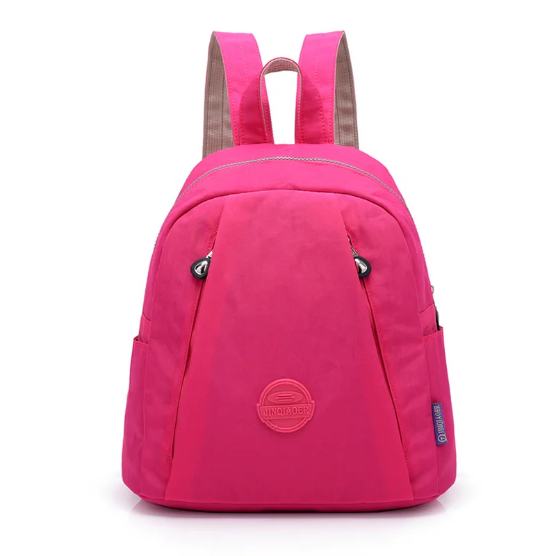 Модный женский нейлоновый рюкзак высокого качества, Молодежный Snapsack для девочек-подростков, женская школьная сумка через плечо, рюкзак mochila - Цвет: Ярко-розовый