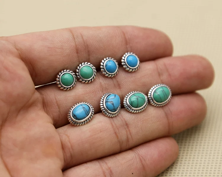 Женские винтажные однотонные серьги-гвоздики из стерлингового серебра 925 пробы с