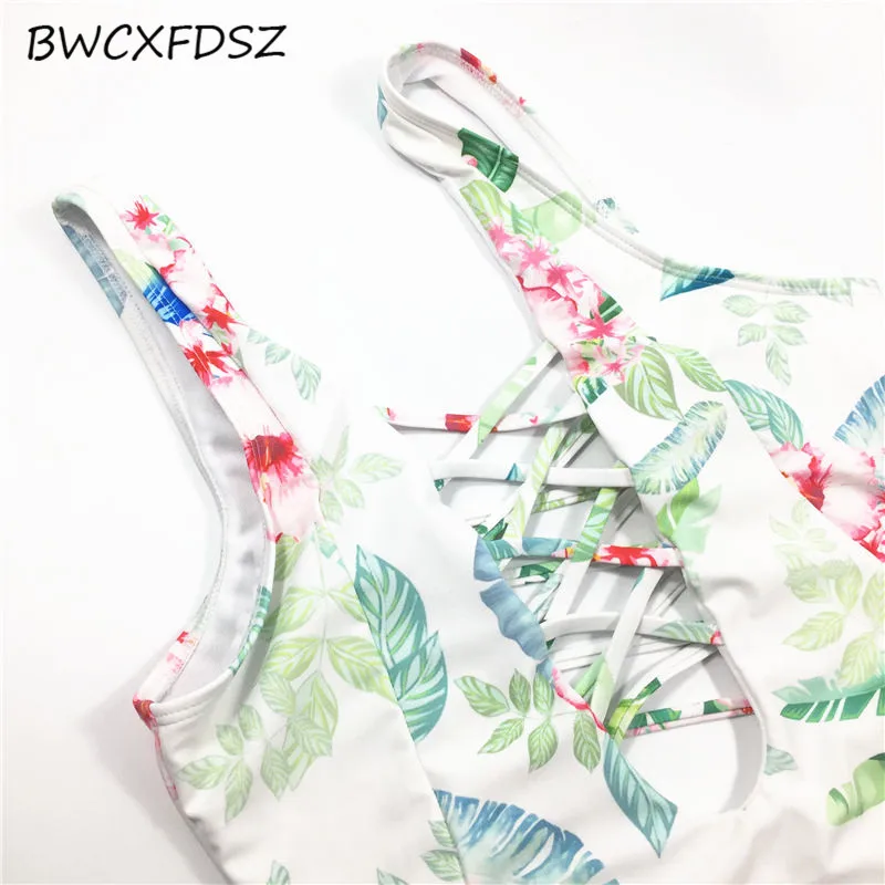 BWCXFDSZ Цельный купальник, купальник, трикуини, фламинго, для женщин, высокая талия, цветочный принт, купальник, монокини боди