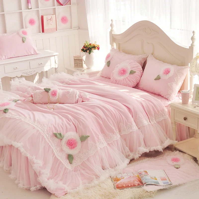 Свадебный комплект постельного белья из флисовой ткани розового синего