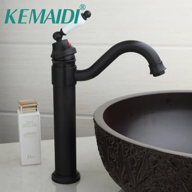 Смеситель KEMAIDI с керамической ручкой и одним отверстием высокий корпус черный