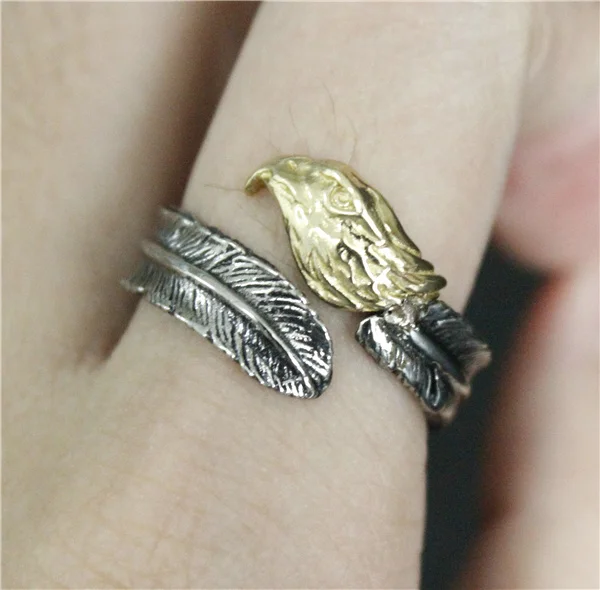 2016 модное кольцо из нержавеющей стали 316L с пером золотым летающим орлом высокое