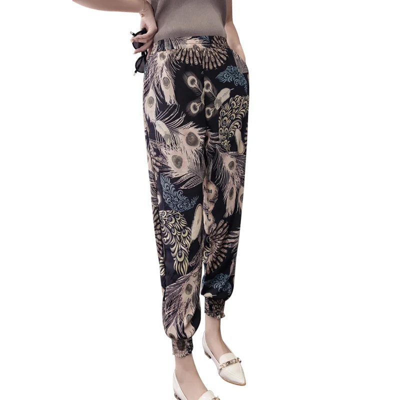 Брюки-султанки женские средней длины повседневные свободные брюки до щиколотки