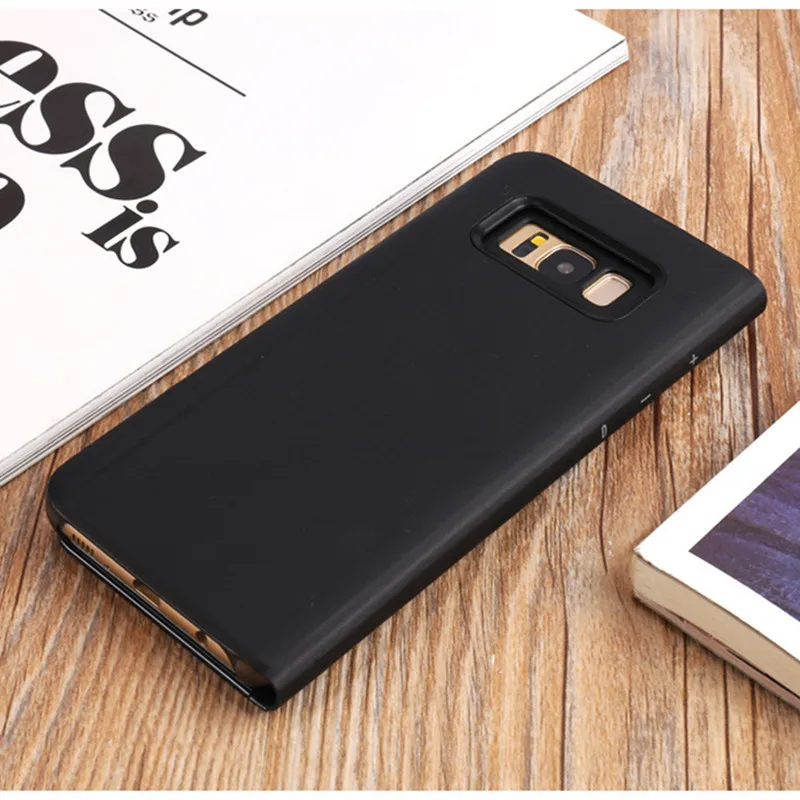 Прозрачный зеркальный флип-чехол с окошком для samsung Galaxy S9 S8 Plus S7 S6 Edge, умный чехол-подставка с чипом для samsung Note 8 9 Note 5
