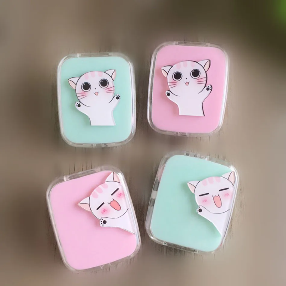 AudWhale Hug Cat милый Футляр для контактных линз с волнистыми ручными милыми линзами портативный контейнер для линз для девочек ящик для кабеля с животными для линз