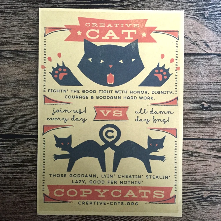 Бесплатная доставка Винтаж США Cat Дизайн Крафт Бумага плакат в ретро-стиле ручной